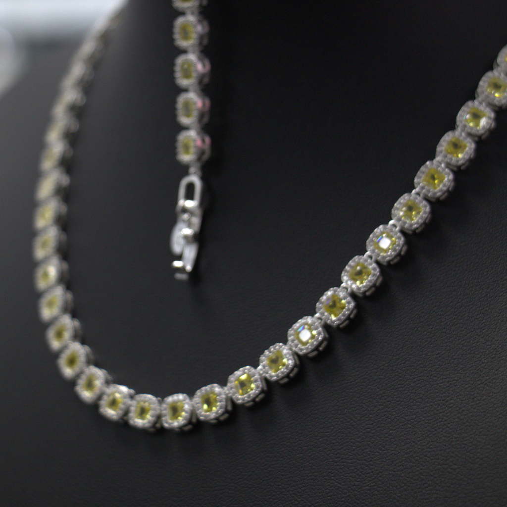 Lote de Collares de Plata con Microcircones Amarillos
