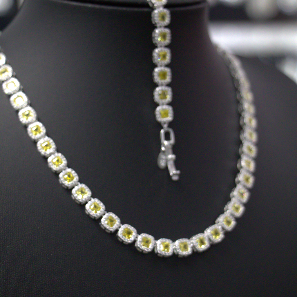 Lote de Collares de Plata con Microcircones Amarillos