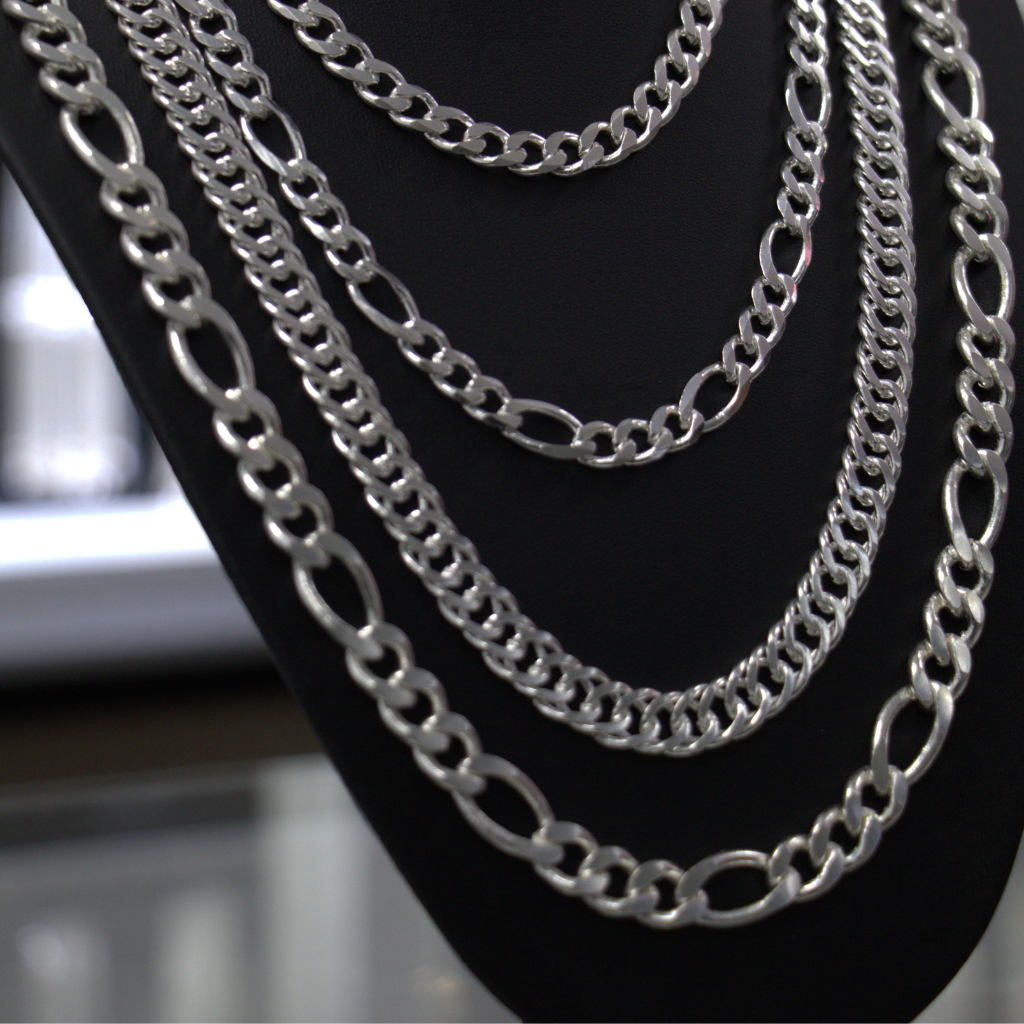 Lote de Cadenas Gruesas de Plata – Eslabones Surtidos