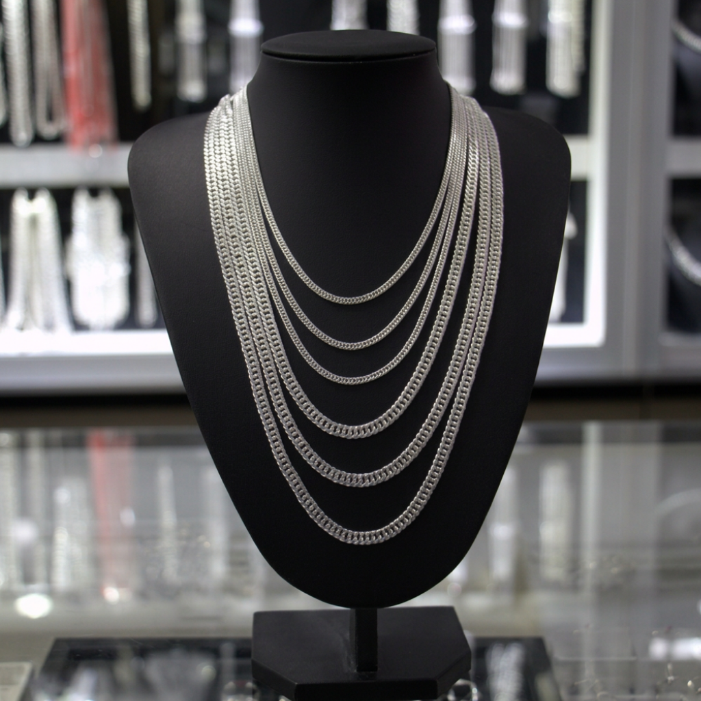 Lote de Cadenas Grumet de Plata – Diferentes Grosores