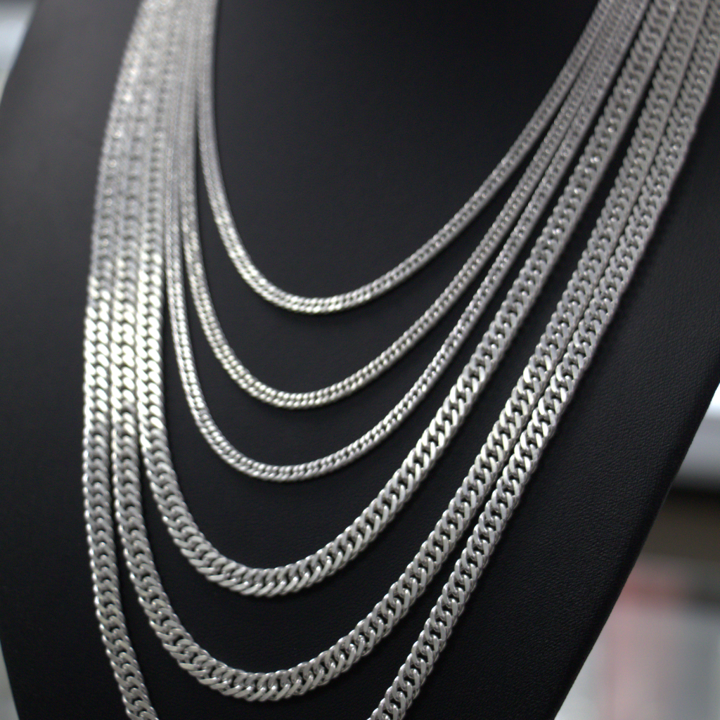 Lote de Cadenas Grumet de Plata – Diferentes Grosores