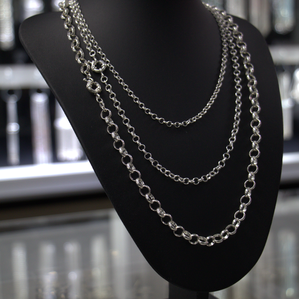 Lote de Cadenas Rolo de Plata – Diferentes Grosores
