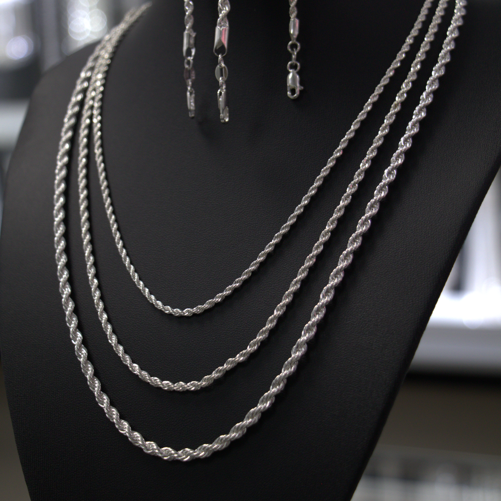 Lote de Cadenas y Pulseras Turbillón de Plata