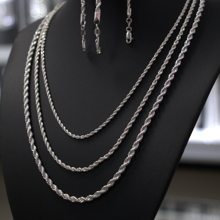 Lote de Cadenas y Pulseras Turbillón de Plata