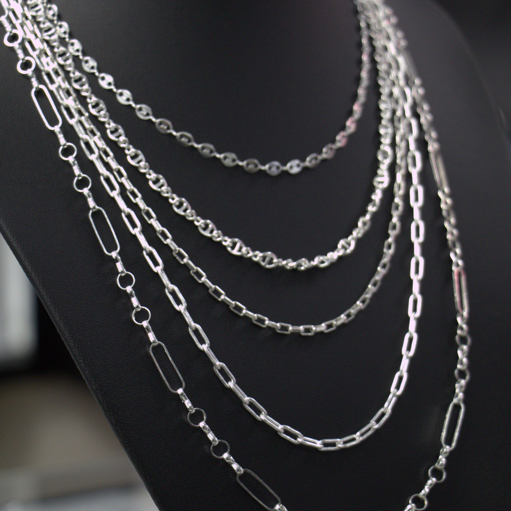 Lote de Cadenas de Plata con Eslabones Variados