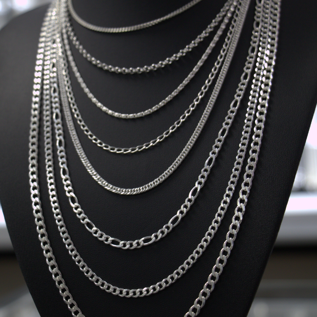 Lote de Cadenas de Plata – Variedad de Tejidos y Grosores