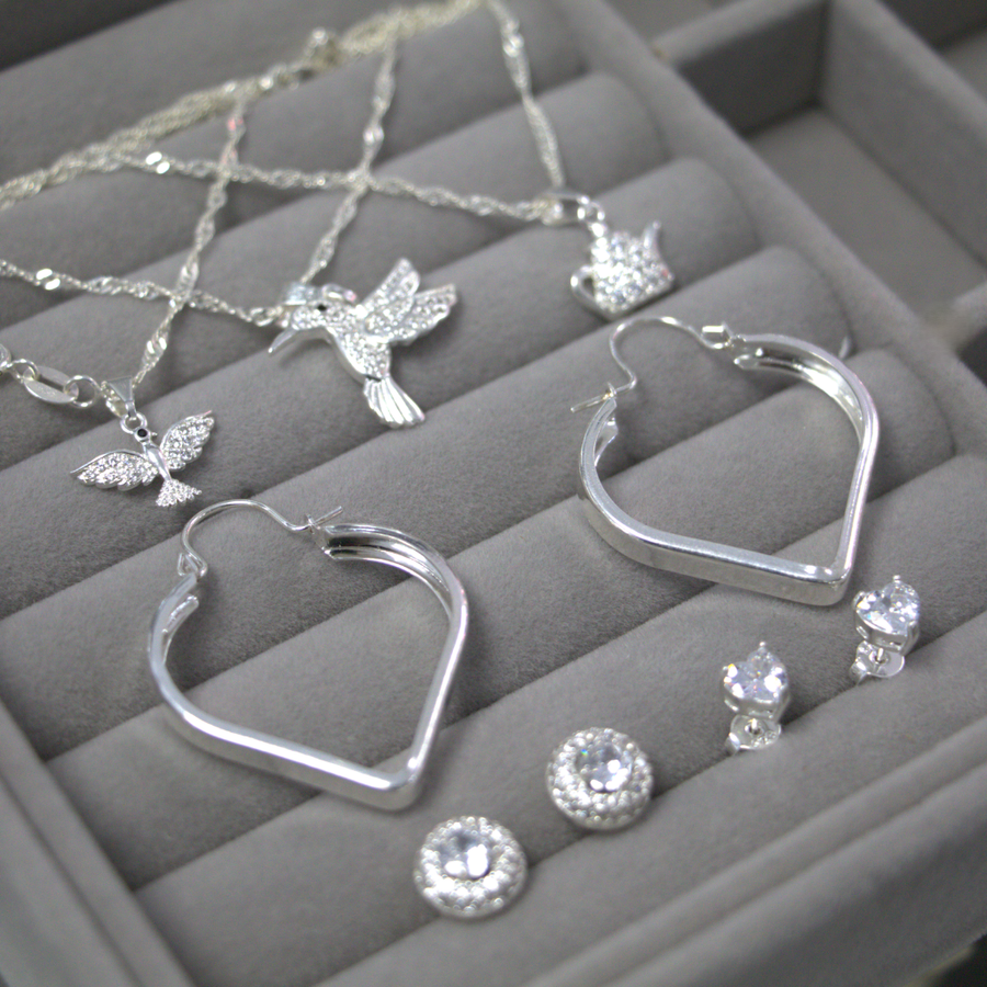 Lote de Collares y Aros de Plata para Mujer – Diseños Surtidos